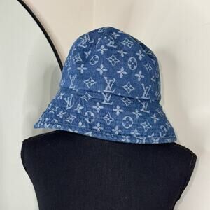Louis Vuitton 90s Y2K Denim Bucket Hat Monogram Blue